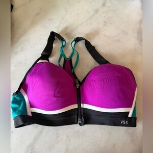 VSX Women's Vibrant Front-Zip Sports Bra - Purple and Teal
